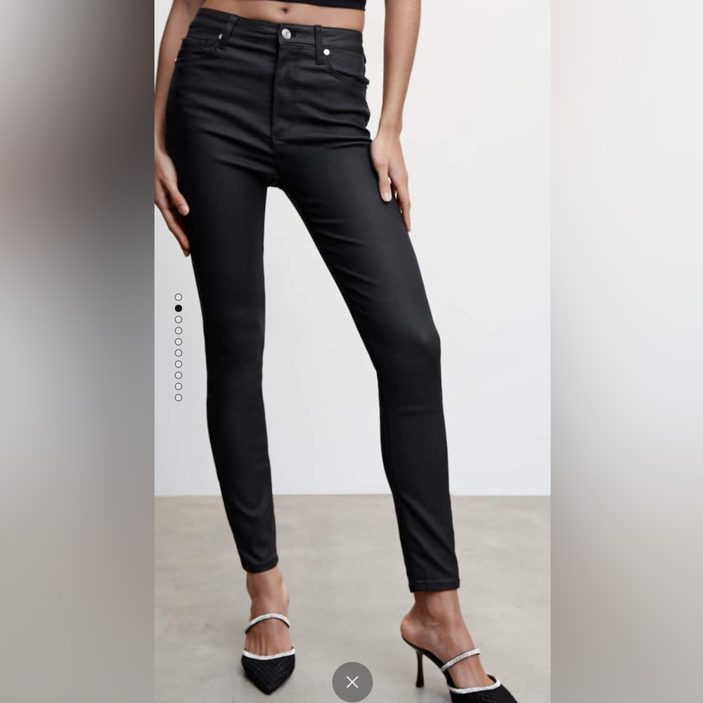 Mango Jeans Waxed high-rise skinny jeans faux leather pants Sz 2 (34)